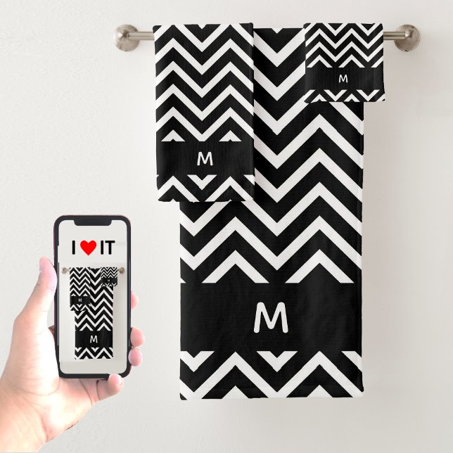 Patrón Chevron Chic en Monograma Blanco y Negro (Subido por el creador)