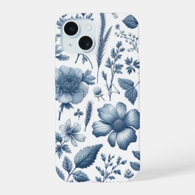 Patrón chino tradicional floral azul (Reverso )