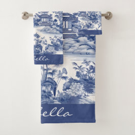 Patrón Chinoiserie personalizado Pagoda Azul Blanc