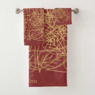 Patrón clásico Burgundy Gold Leaf de Moda