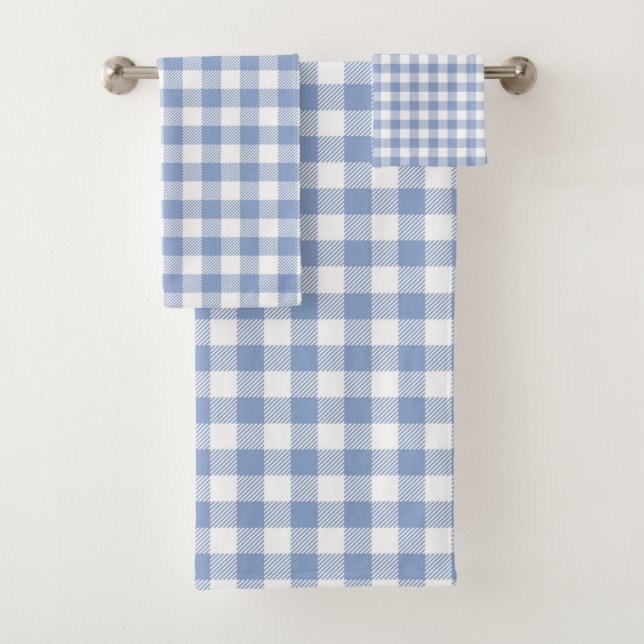 Patrón clásico de gingham azul claro con estampado (In situ)