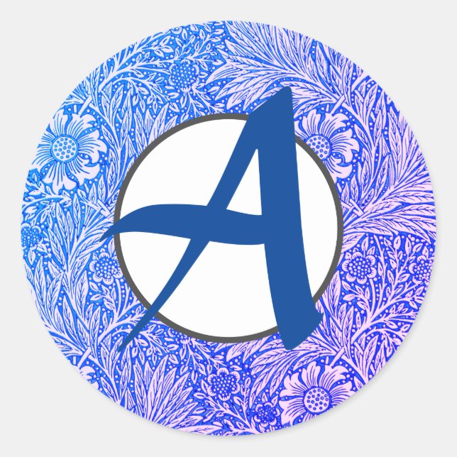 patrón clásico de pegatinas redondos William Morri (Anverso)