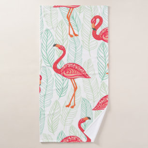 Patrón con ornamentos de flamingo rosado en un gr