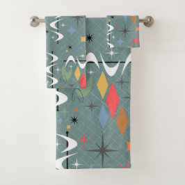 Patrón contemporáneo icónico atómico abstracto azu