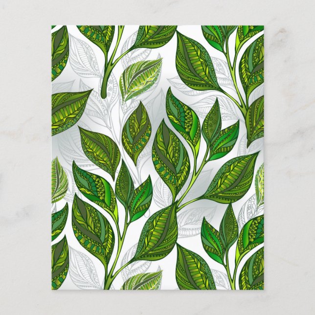 Patrón continuo con hojas de té verde (Frente)