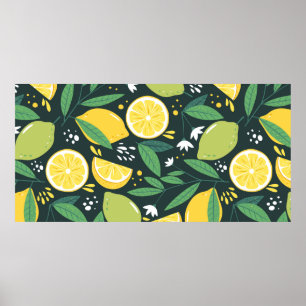 Patrón continuo con limones. Impresión de arte abs