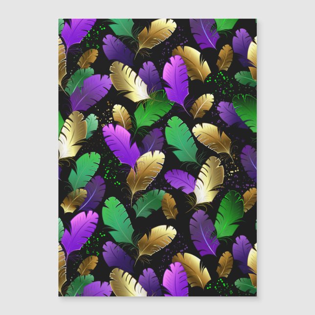 Patrón continuo con plumas de Mardi Gras (Anverso)