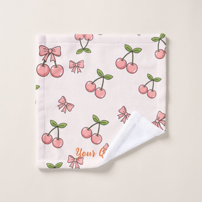 Patrón continuo de cerezas rosadas y lazos lindos (Toallita)