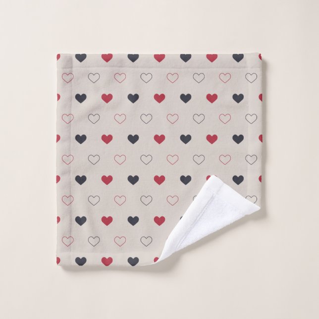 Patrón continuo de corazón beige y rojo Diseño min (Toallita)