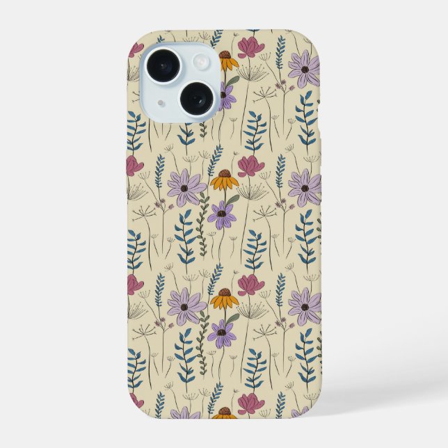 Patrón continuo de flores silvestres caprichosas (Reverso )