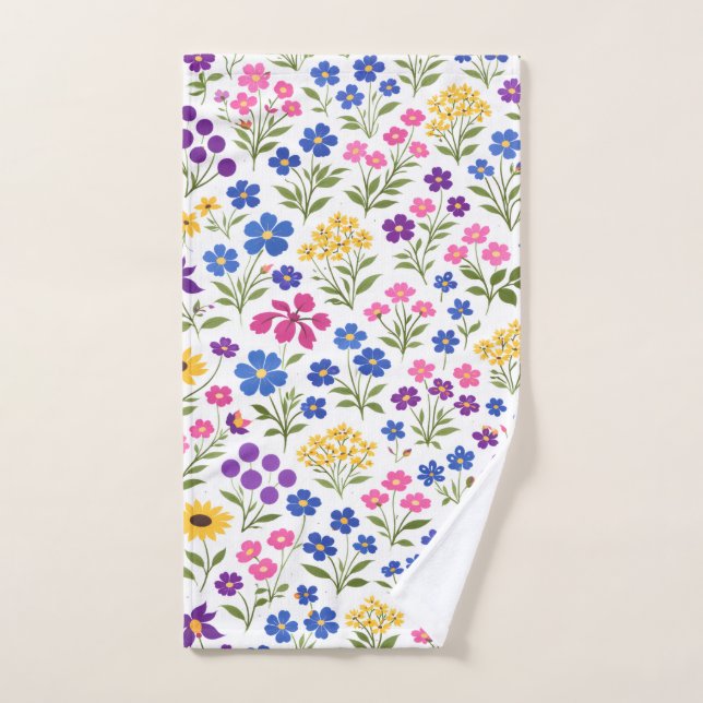 Patrón continuo de flores silvestres minimalista e (Toalla de mano)