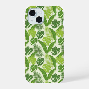 Patrón continuo de hojas tropicales y Monstera