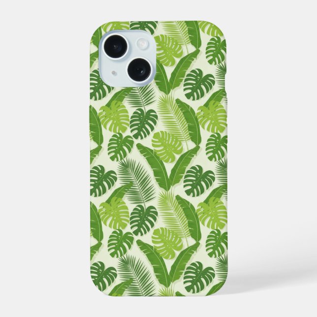 Patrón continuo de hojas tropicales y Monstera (Reverso )