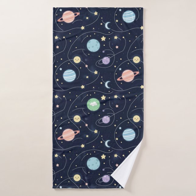 Patrón continuo de planetas del sistema solar (Toalla de baño)