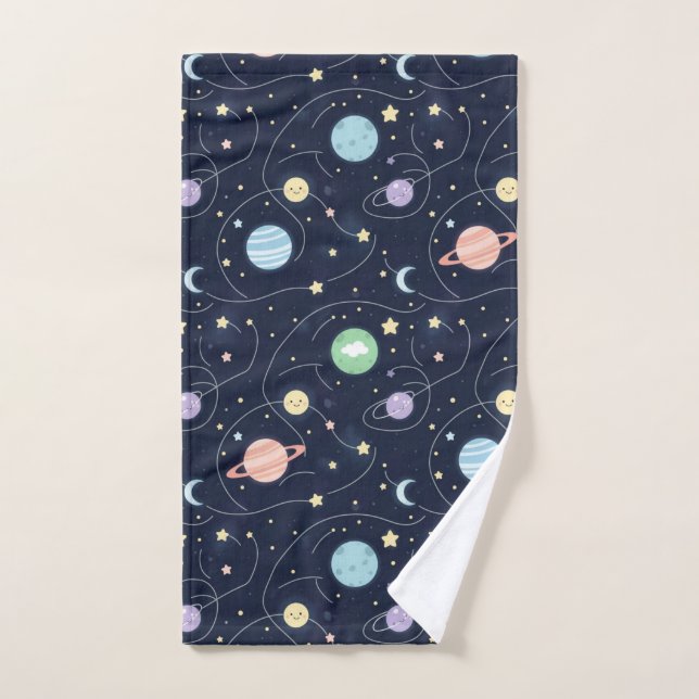 Patrón continuo de planetas del sistema solar (Toalla de mano)