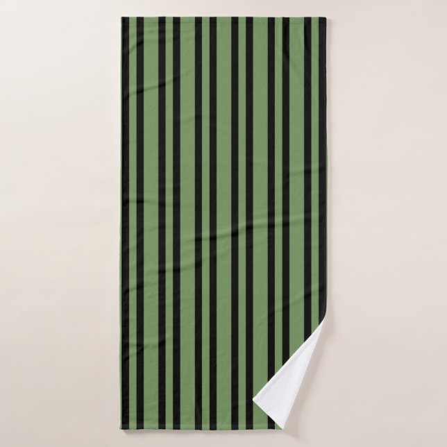 Patrón continuo de rayas negras y verdes (Toalla de baño)