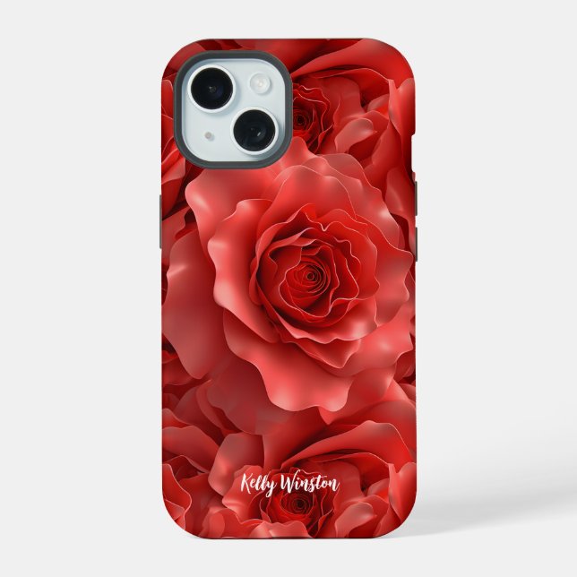 Patrón continuo de rosas rojas en 3D (Reverso )