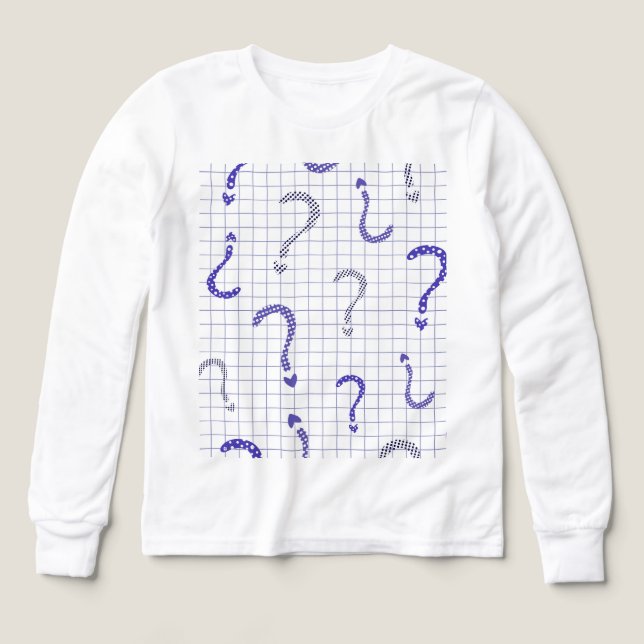 Patrón continuo de signo de interrogación azul (Diseño frontal)