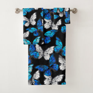 Patrón continuo oscuro con mariposas azules Morpho