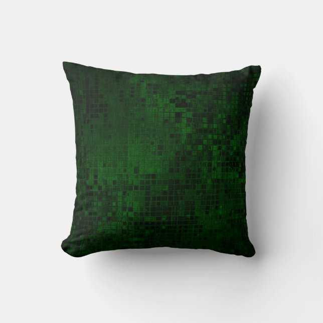 Patrón cuadrado elegante almohada verde oscuro (Anverso)