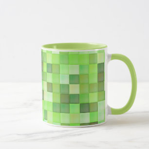 Patrón cuadrado verde en la taza de Personalizado
