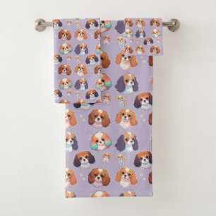 Patrón Cute Cavalier King Charles Pastel