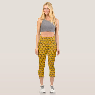 Patrón de abeja de Honeycomb Capri Leggings