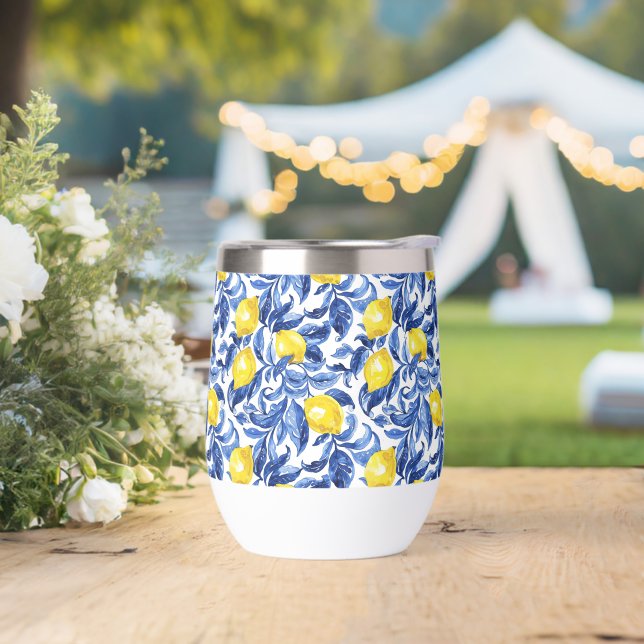 Patrón de Acuarela Azul de Limón  (Boda)