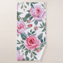 Patrón de acuarela Cottagecore floral rosa