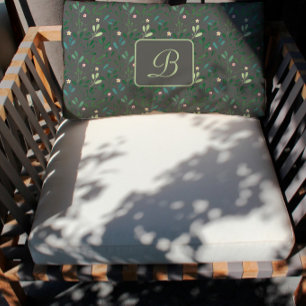 Patrón de acuarela deja almohada lumbar monogramo
