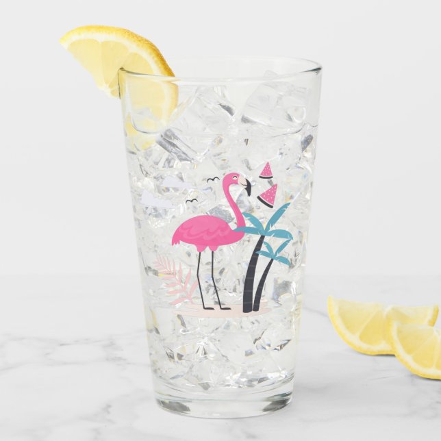 Patrón de acuarela flamingo trópico divertido (Anverso (hielo))