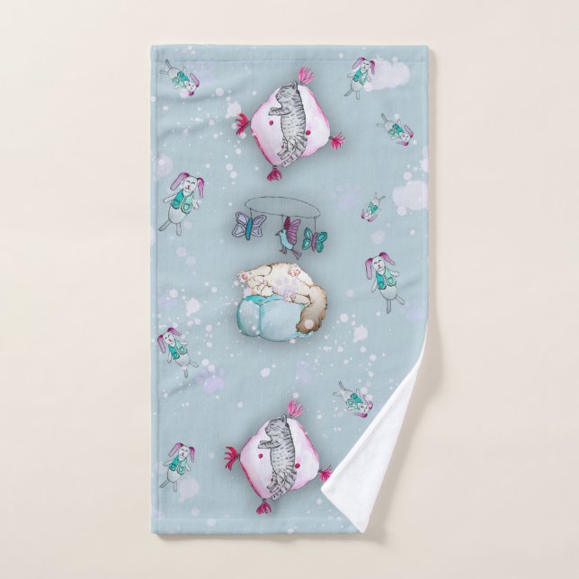 Patrón de acuarela lindo gatitos para dormir y sus (Toalla de mano)