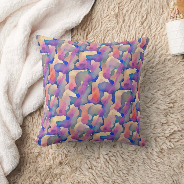 Patrón de Acuarela Multicolor - Cojín Decorativo (Manta)