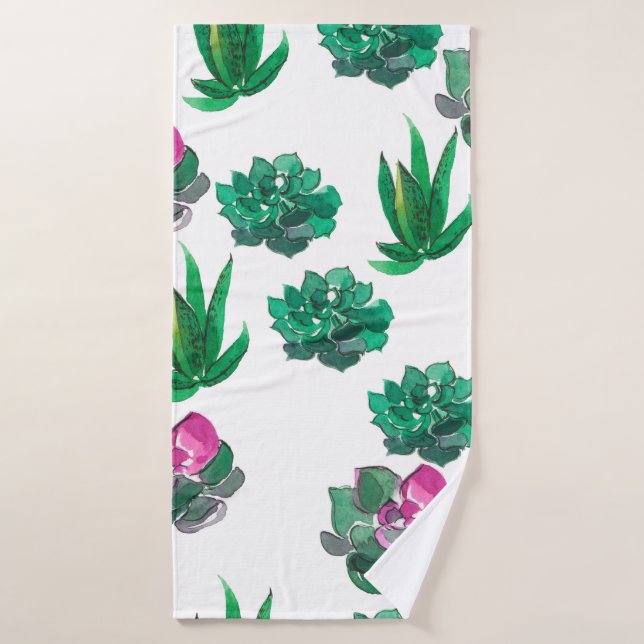 Patrón de acuarela sin mar con suculentos (Toalla de baño)