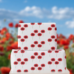 Patrón de adormidera roja sobre papel de envolver