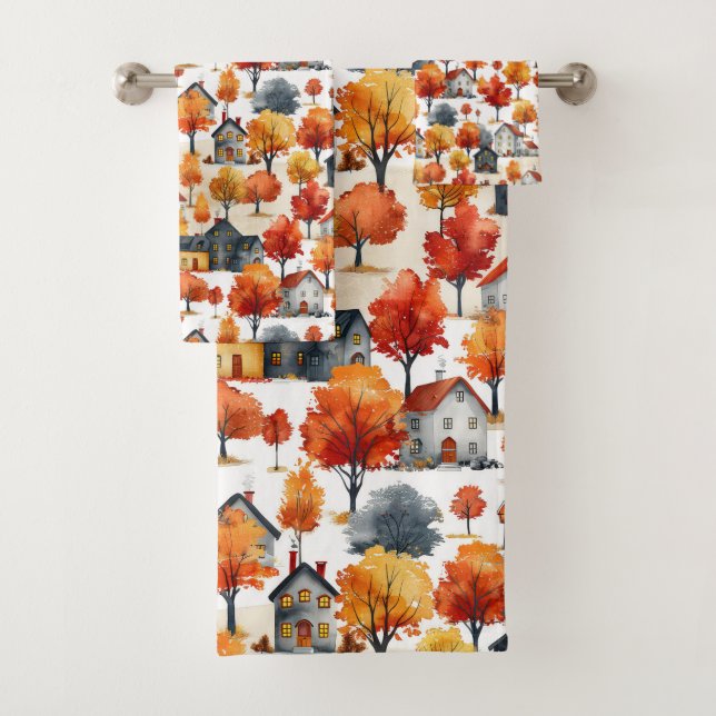 Patrón de aldea de bosques de acuarela rústica (In situ)