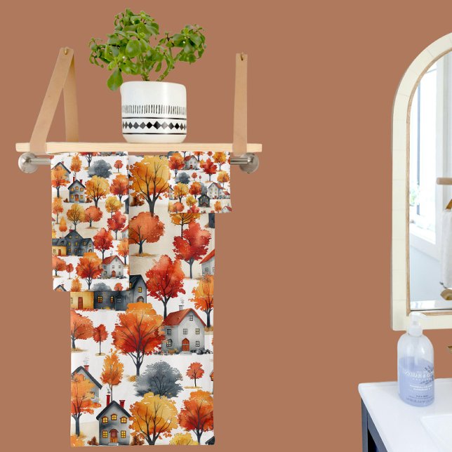 Patrón de aldea de bosques de acuarela rústica (Subido por el creador)