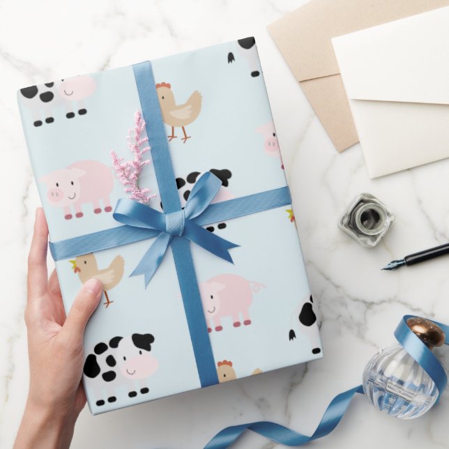 Patrón de animales de granja Papel de envolvimient (Regalar)