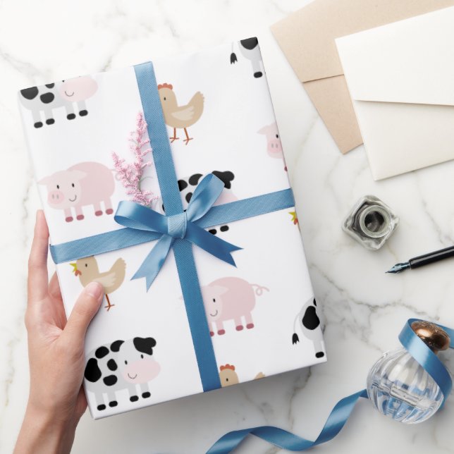 Patrón de animales de granja Papel de envolvimient (Regalar)