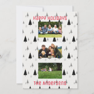 Patrón de árbol de Navidad blanco y negro moderno