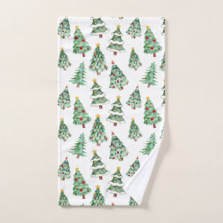 Patrón de árbol de Navidad verde blanco lindo