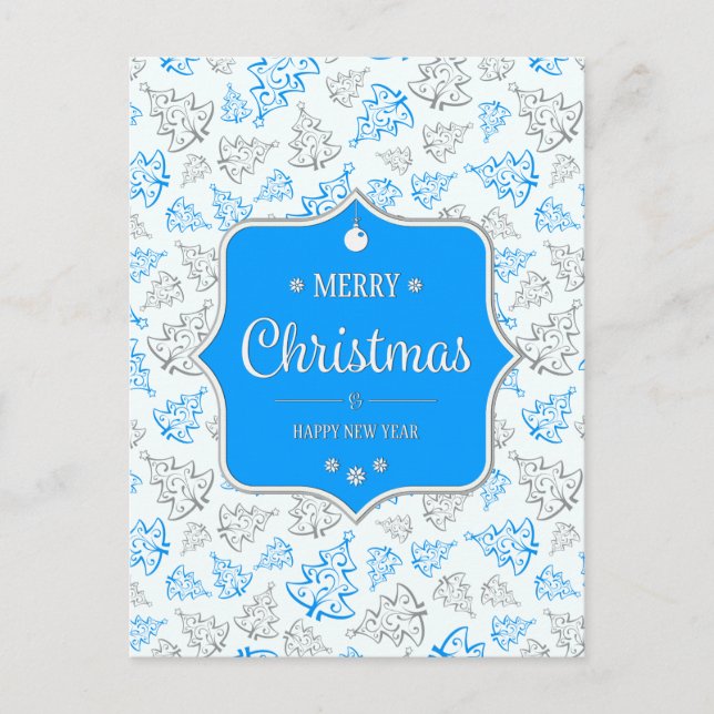 Patrón de Árboles de Navidad Elegantes de Azul y P (Anverso)