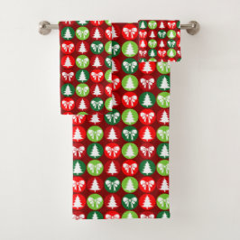 patrón de arboles y arcos de Navidad retro vintage