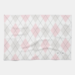 Patrón de arglos rosados y grises Monograma Toalla