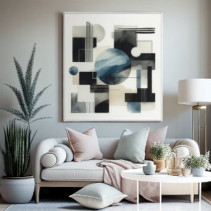 Patrón de arte abstracto negro beige azul gris osc