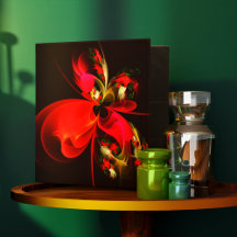 Patrón de arte abstracto rojo verde floral moderno