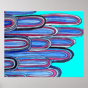 Patrón de arte azul acuático de Ocean Waves