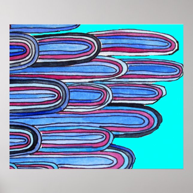 Patrón de arte azul acuático de Ocean Waves (Frente)