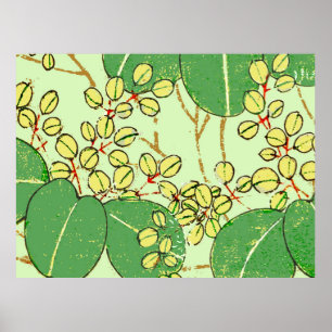 Patrón de arte botánico floral de hoja japonesa