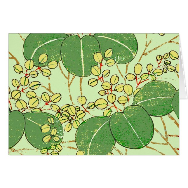 Patrón de arte botánico floral de hoja japonesa (Anverso (Horizontal))